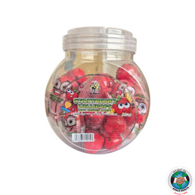 STRAWBERRY LOLLIPOPS WITH POWDER JAR 30PCS 4G