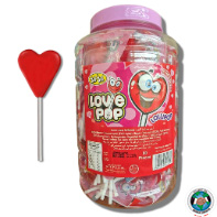 LOLLIPOP RED HEART JAR 60PCS 14G