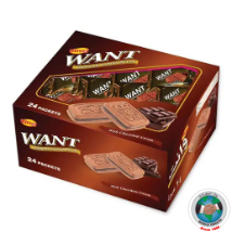 BISCUIT WANT WITH CHOCOLATE CREAM 24 PCS 45 GM