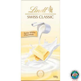 LINDT SWISS CLASSIC WHITE CHOCOLATE 100 GM