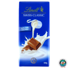 CHOCOLATE LINDT SWISS CLASSIC MILK CHOCO 100GM